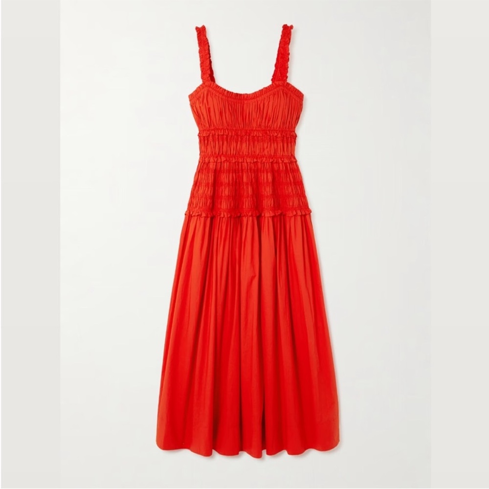 Doen Red Smocked Midi Dress - Picture 5 of 7